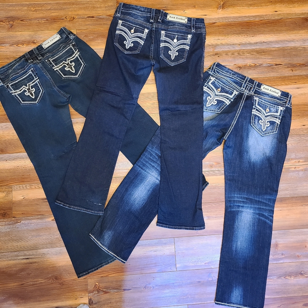3 Pair Rock Revival Jeans SIZE 32